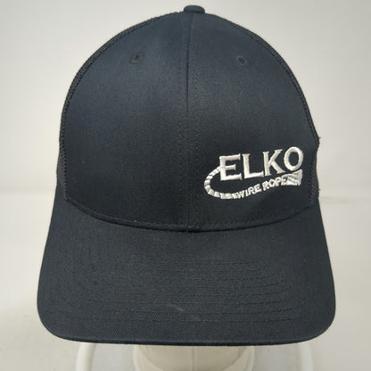 Richardson Trucker Hat Black One Size Snapback Mesh Elko Wire Rope Embroidered