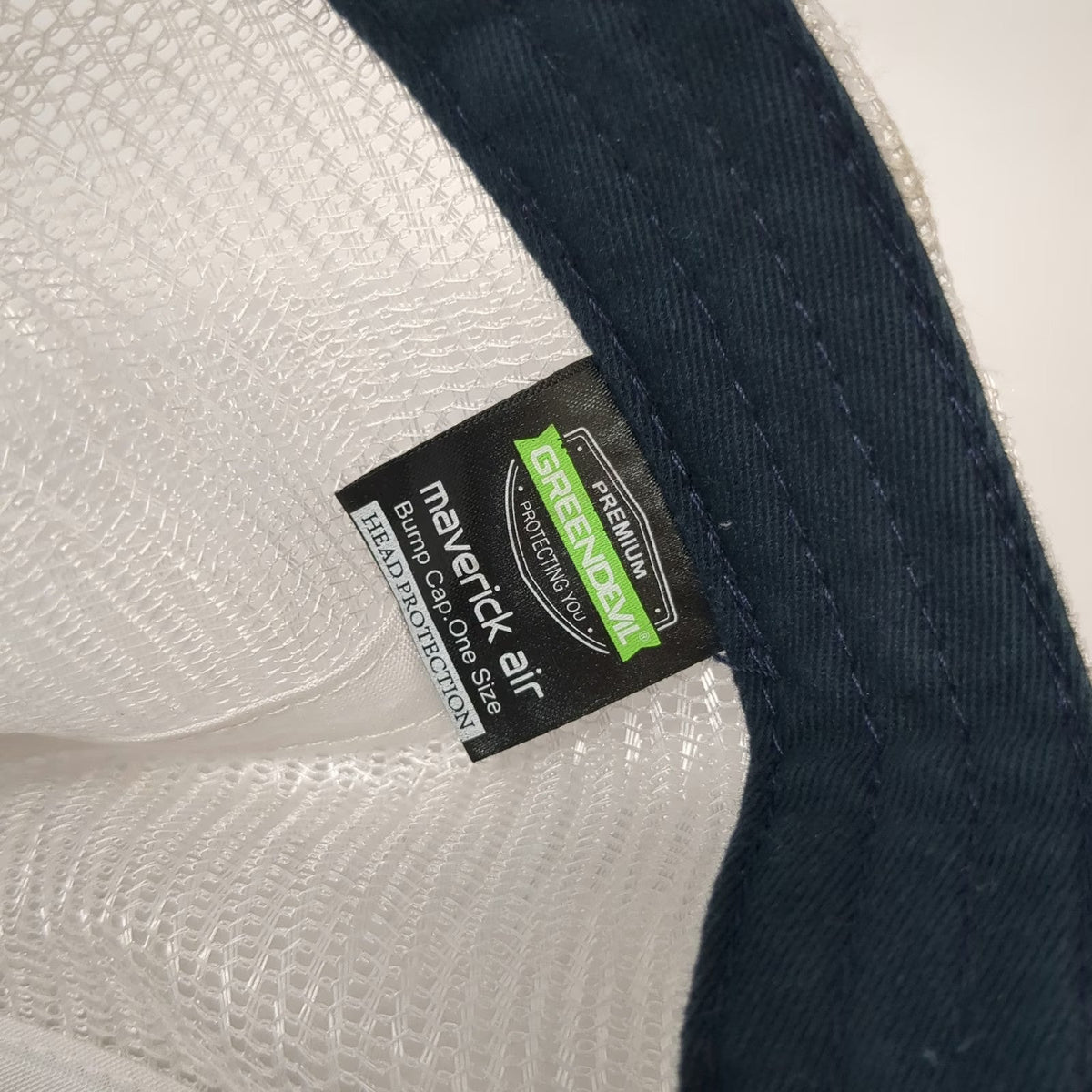 Green Devil Trucker Hat Blue White One Size Maverick Air Bump Cap Mesh Snapback