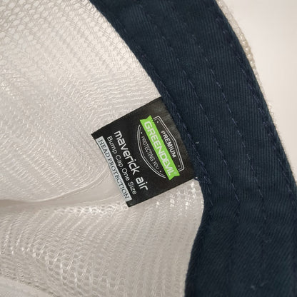 Green Devil Trucker Hat Blue White One Size Maverick Air Bump Cap Mesh Snapback