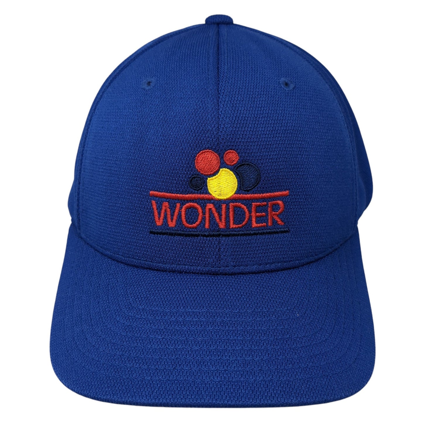 Wonder Fitted Hat Blue XL Flexfit Stretch Embroidered Logo Yupoong