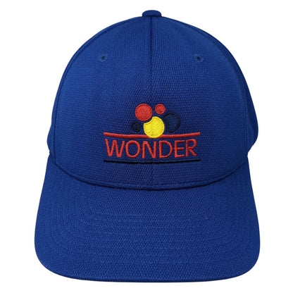 Wonder Fitted Hat Blue XL Flexfit Stretch Embroidered Logo Yupoong