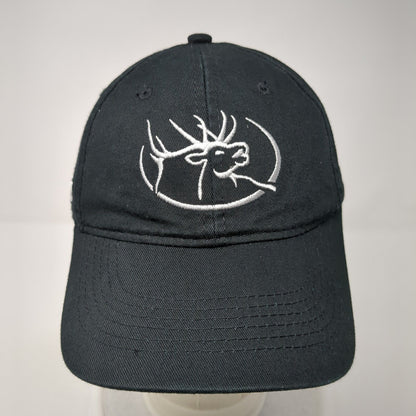 RMEF Snapback Hat Black One Size Adjustable Embroidered Vented Holes 6 Panel