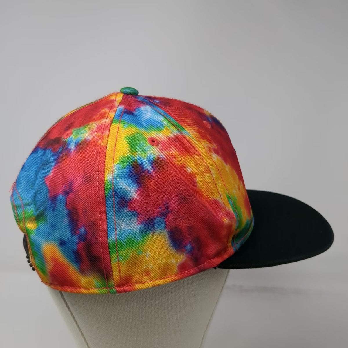 Neff Disney Mickey Mouse Tie Dye Snapback Hat Red Blue Yellow One Size Flat Brim