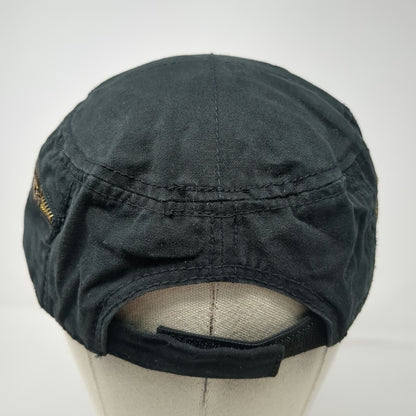 Caesars Black Army Cap One Size Side Zipper Embroidered Strapback Cotton Hat