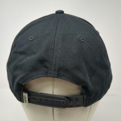 Vans Snapback Hat Black White One Size Embroidered Logo Flat Brim Skateboard Cap