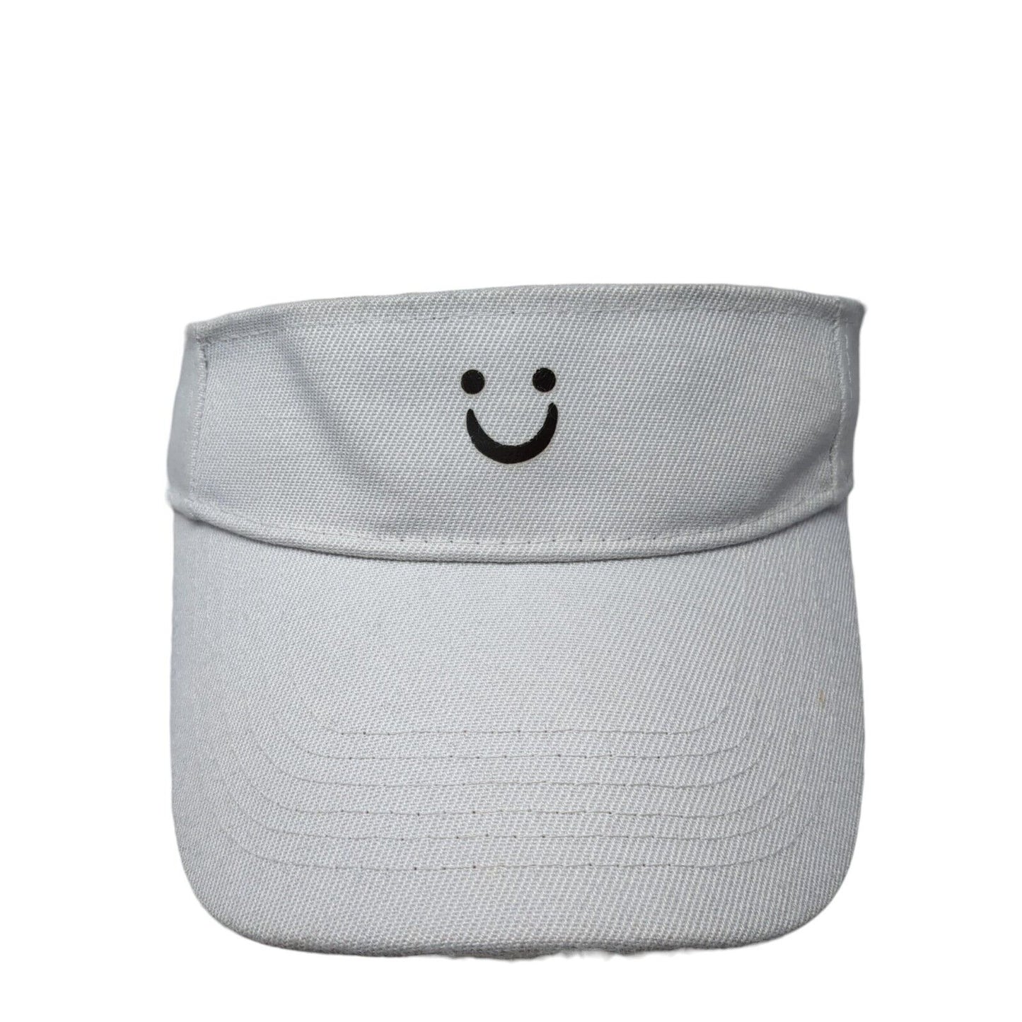 Smiley Face Strapback Sun Visor Hat White One Size Adjustable Outdoor