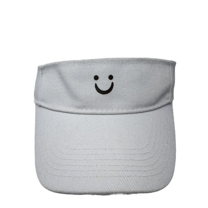 Smiley Face Strapback Sun Visor Hat White One Size Adjustable Outdoor