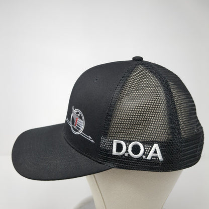 DOA Est 2008 Snapback Trucker Hat Black One Size Adjustable Mesh Back 6 Panel