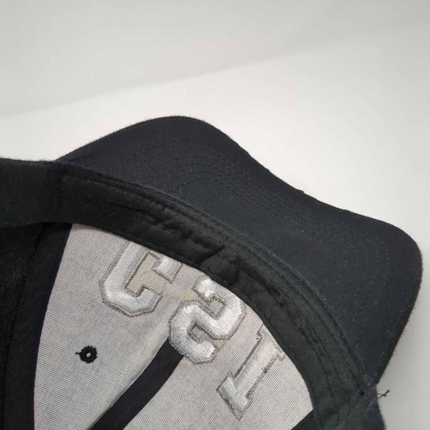 CSI Strapback Hat Black One Size Adjustable Embroidered 6 Panel Polyester