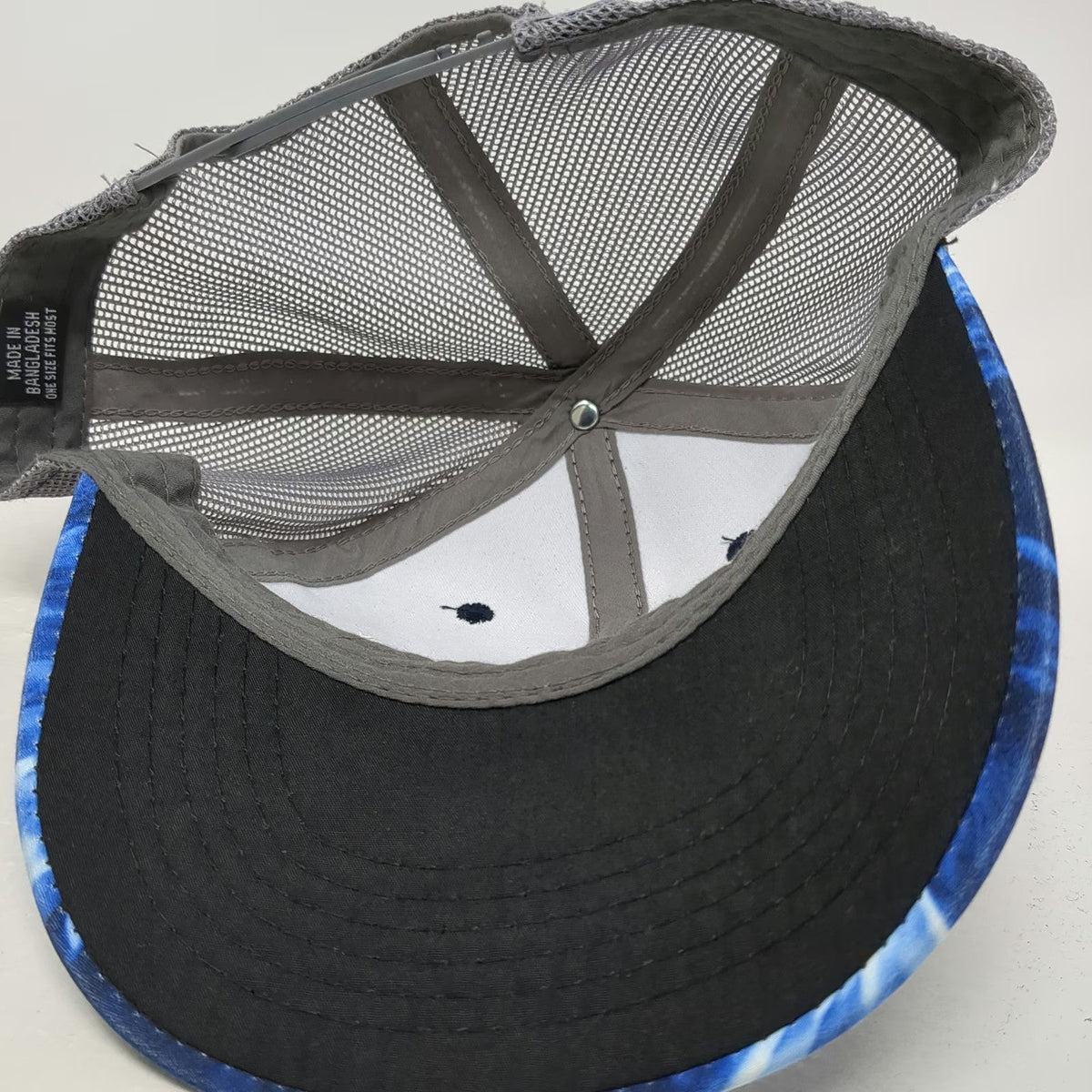 Plano Trucker Hat Blue Gray One Size Mesh Back Water Pattern Fishing Snapback