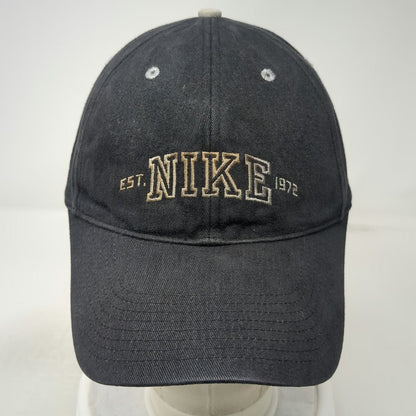 Nike Baseball Cap Black Strapback Embroidered 1972 Graphic Swoosh Hat Vintage