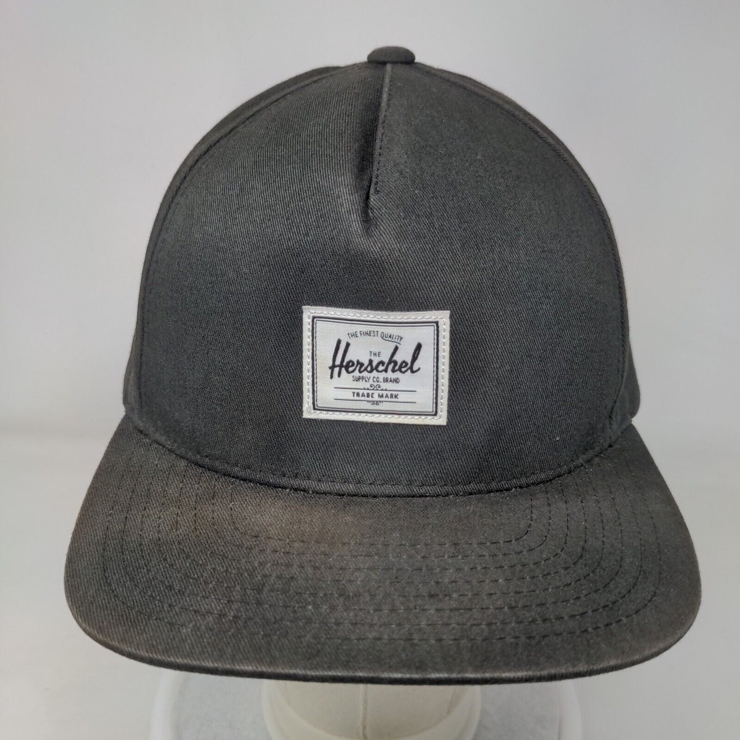 Herschel Patch Snapback Hat Black One Size Adjustable Solid Vent Holes
