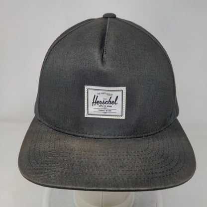 Herschel Patch Snapback Hat Black One Size Adjustable Solid Vent Holes