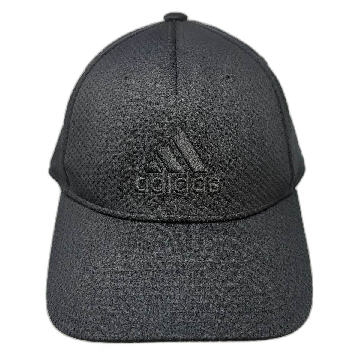 Adidas Baseball Cap Black XL Mesh Tonal Logo Flexfit Performance Athletic Hat