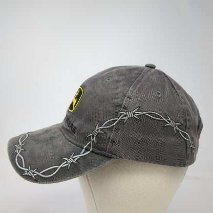 John Deere Gray Baseball Cap One Size Barbed Wire Strapback Hat Graphic Logo