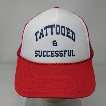 Tattooed & Successful Snapback Rope Trucker Hat Red OSFM Mesh Back Otto
