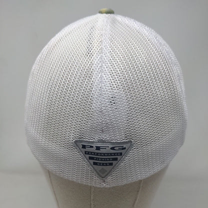 Fish American Flag Fitted Trucker Hat Green S/M Columbia PFG Colorblock