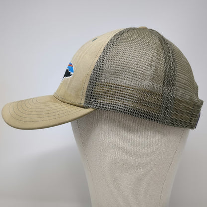 Patagonia Trucker Hat Beige One Size Mesh Back Embroidered Fish Logo Snapback