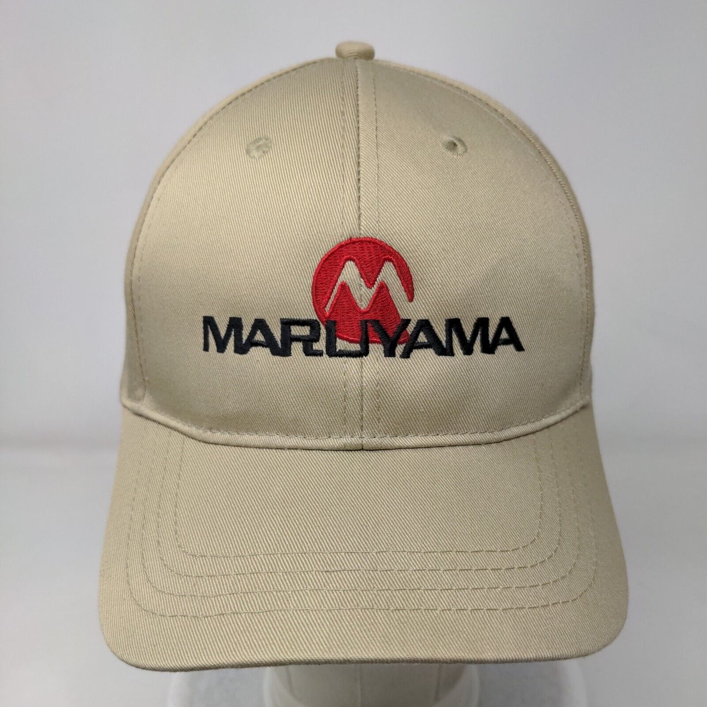 Maruyama Strapback Hat Tan OSFA Adjustable Embroidered Solid 6 Panel