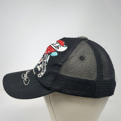 Ed Hardy Trucker Hat Black One Size Rhinestone Skull Heart Tattoo Graphic