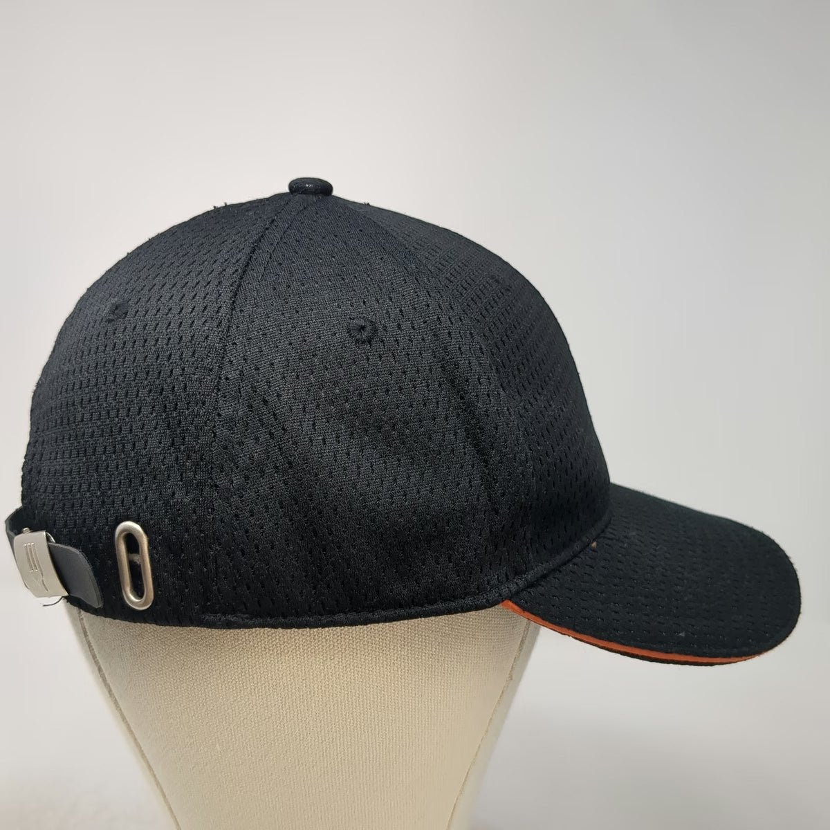 Chef Works Baseball Cap Black One Size Mesh Slideback Orange Trim Uniform Hat
