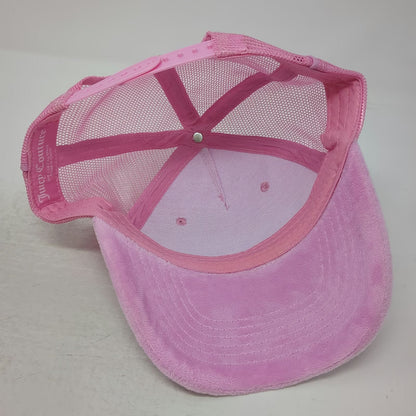 Juicy Couture Trucker Hat Pink One Size Rhinestone Velour Mesh Snapback Hat