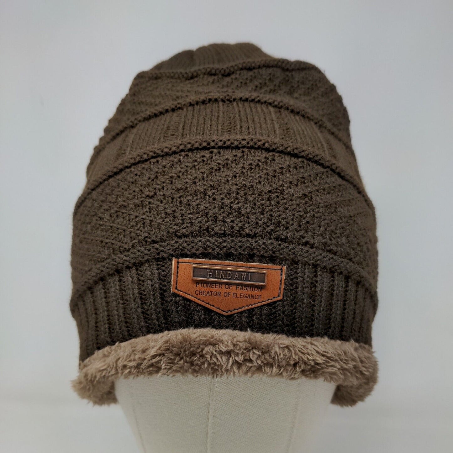 Hindawi Men's Knit Beanie Cap Hat Cable Knit Brown W/Tags 100% Acrylic
