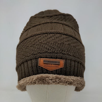 Hindawi Men's Knit Beanie Cap Hat Cable Knit Brown W/Tags 100% Acrylic