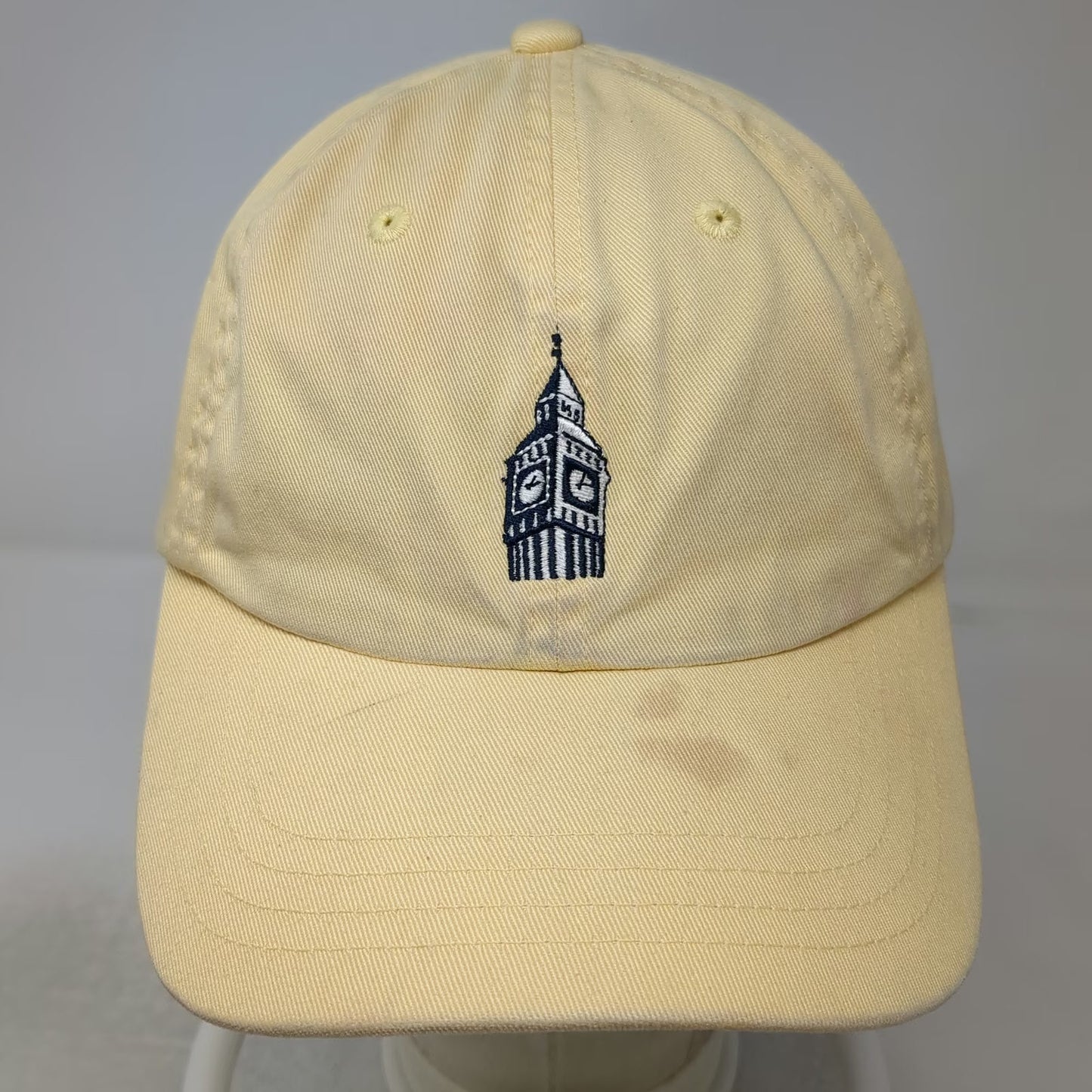 London Fog Baseball Cap Yellow One Size Big Ben Embroidery Cotton Strapback Hat