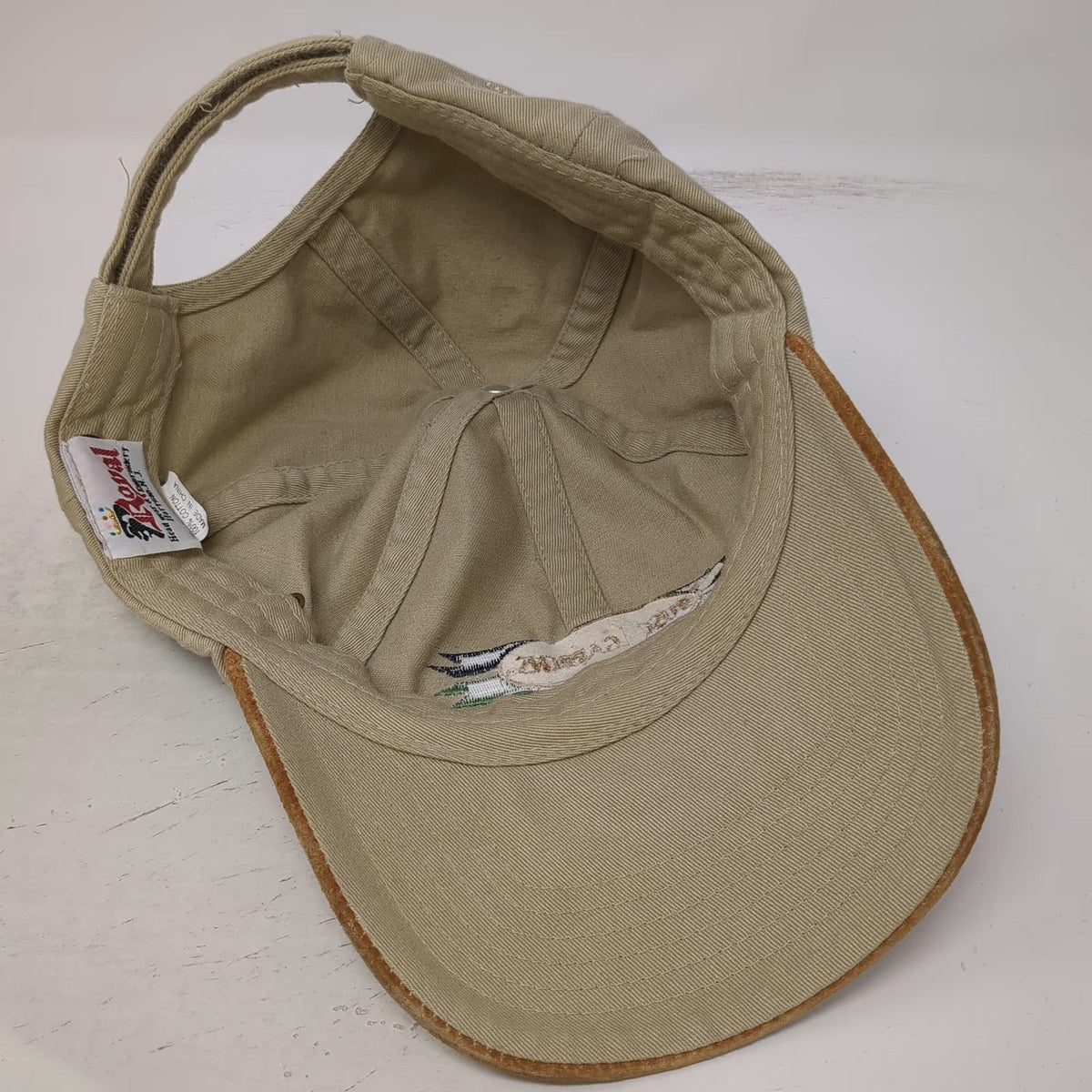 Royal Busch Gardens Baseball Cap Beige Brown One Size Suede Brim Strapback Hat