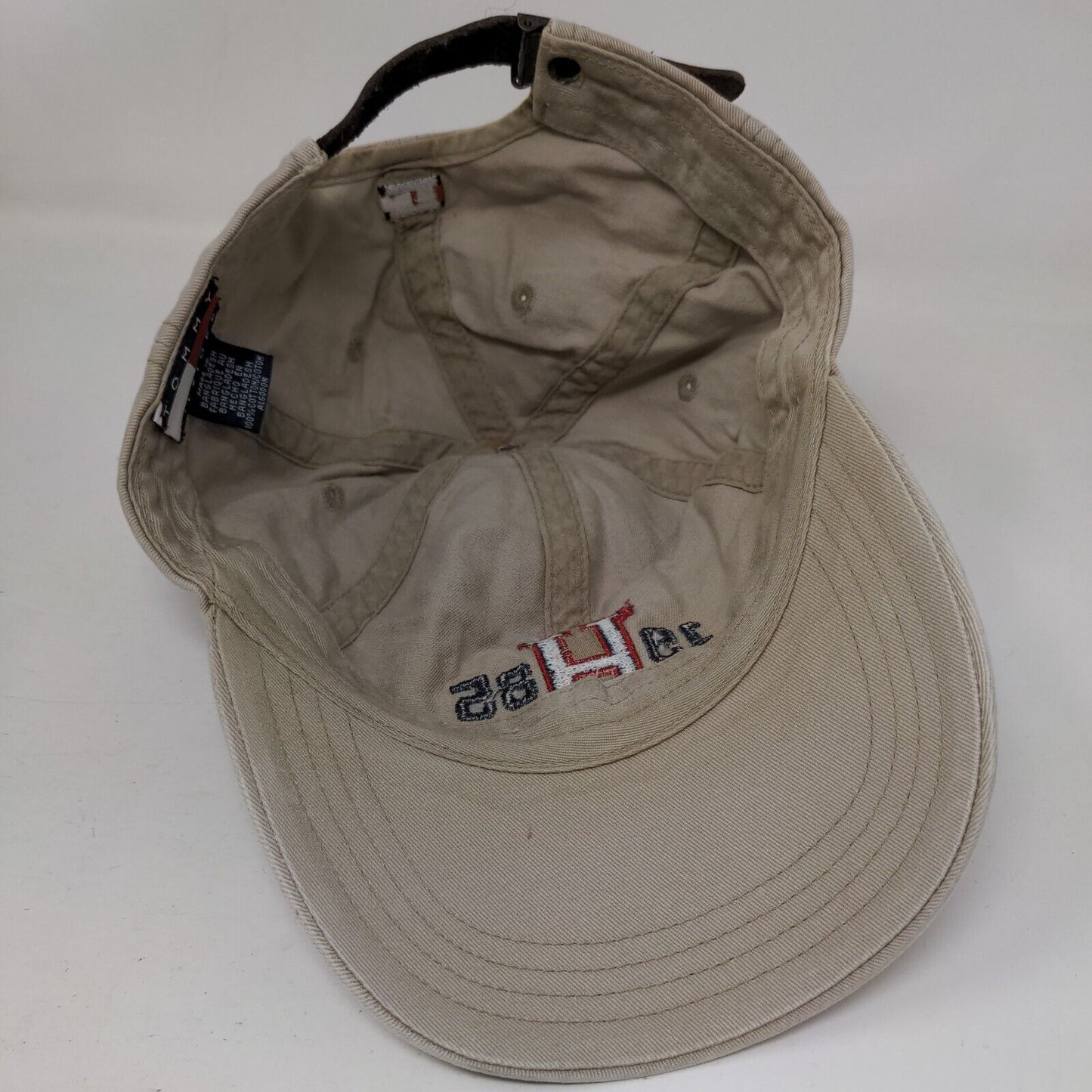 Tommy Hilfiger 1985 Slideback Hat Tan OSFA Embroidered Leather Strap