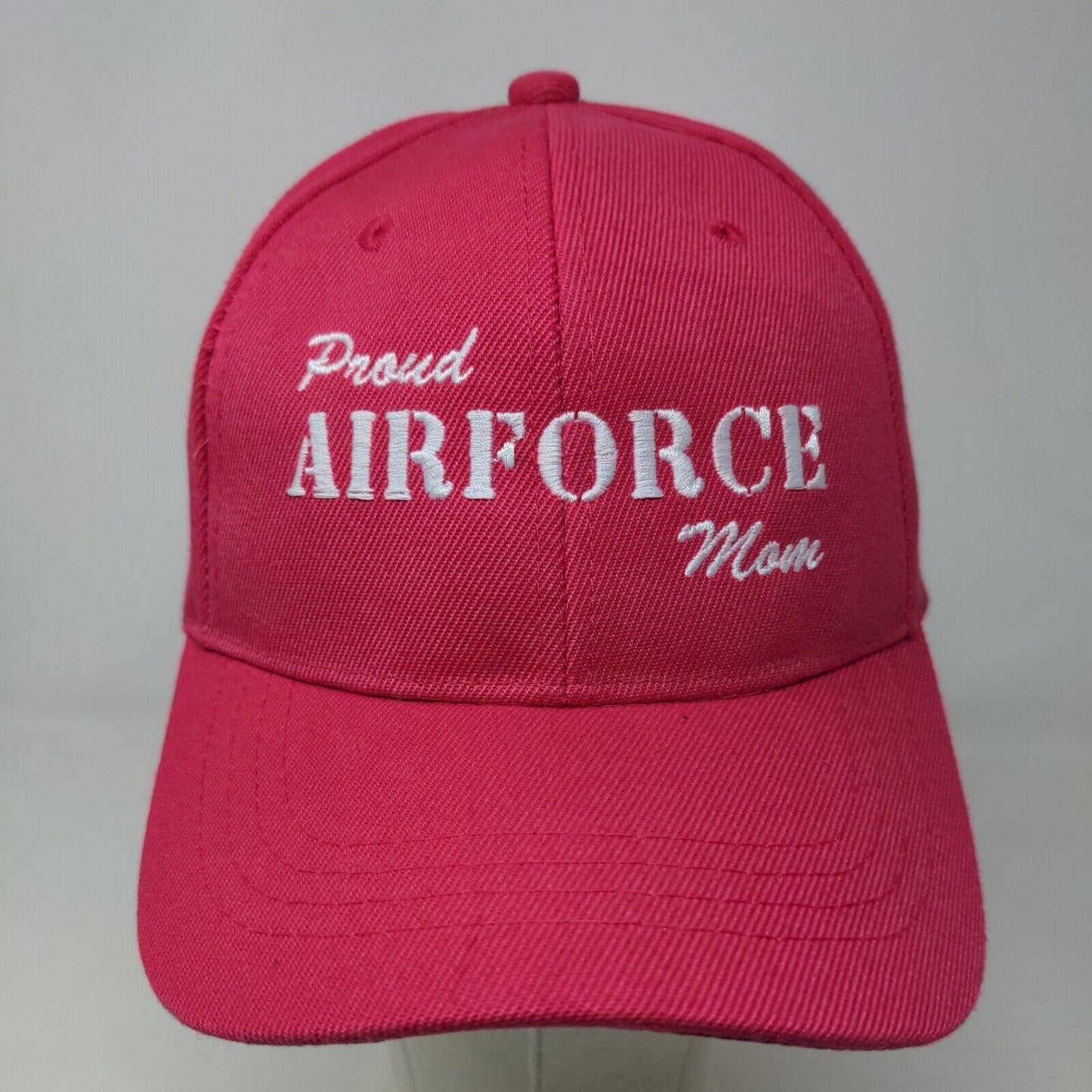 Unbranded Women's Strapback Hat Pink OSFA Embroidered Air Force Mom Logo Acrylic