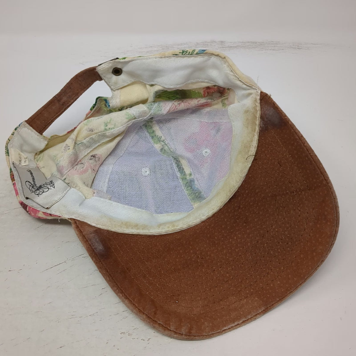 Hopeless Romantic Baseball Cap Hat One Size Beige Pink Green Brown Floral Strap