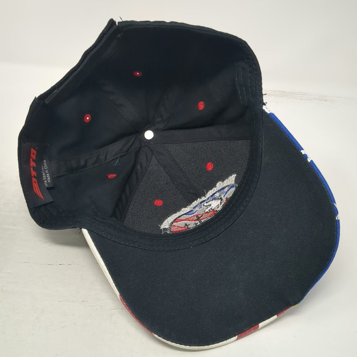 Otto Baseball Cap Black Blue Red White OSFM Bar J Wranglers American Flag Hat