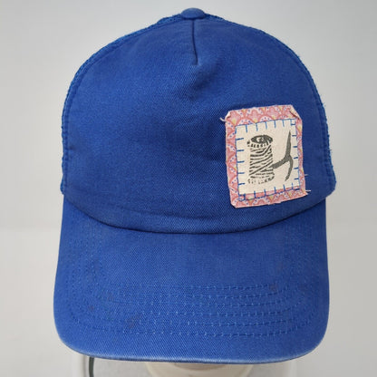 BIG X Snapback Trucker Hat Blue One Size Adjustable Patch Mesh Back 6 Panel