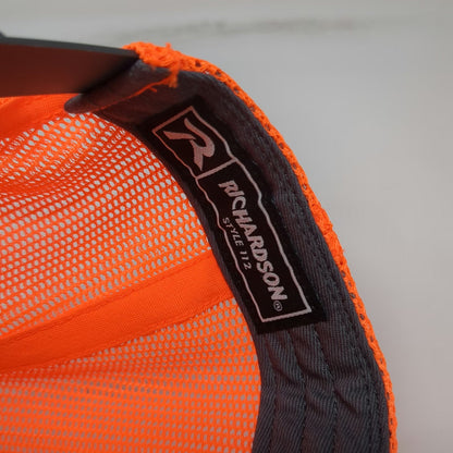 Richardson Trucker Hat Gray Orange OSFM Mesh Back Lennon Crane 1975 Construction