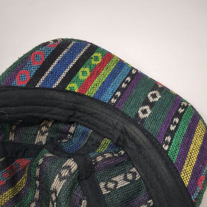 Qena Design Army Cap Green Multicolor One Size Woven Geometric Peru Patch Hat