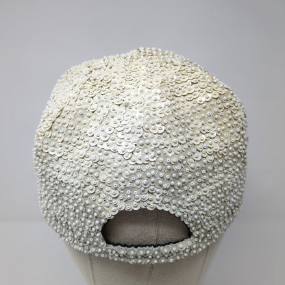 Unbranded Strapback Hat White One Size Lightweight Embellished Sequin Blank