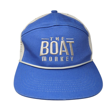 The Boat Monkey Snapback Hat Blue OS Adjustable Embroidered Breathable Rope