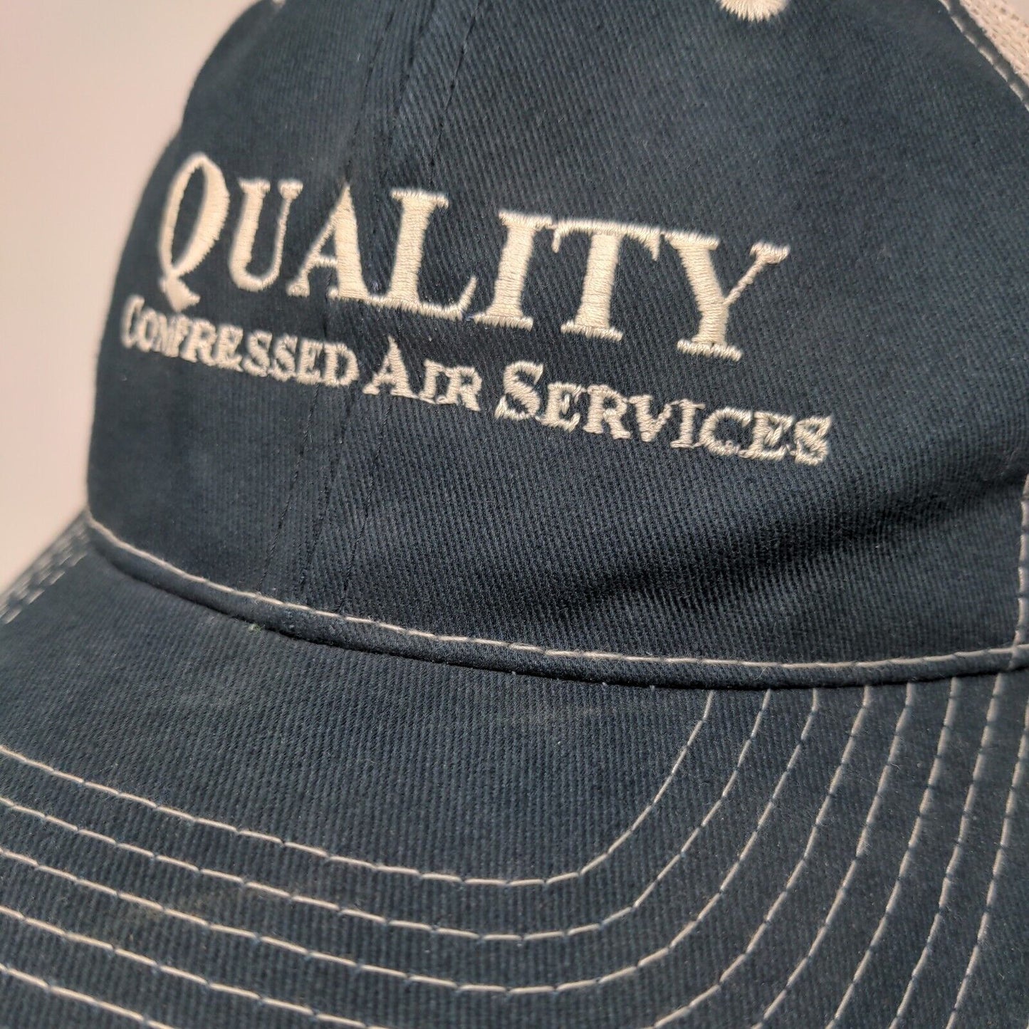 Quality Compressed Air Services Strapback Mesh Back Trucker Hat Blue OSFM