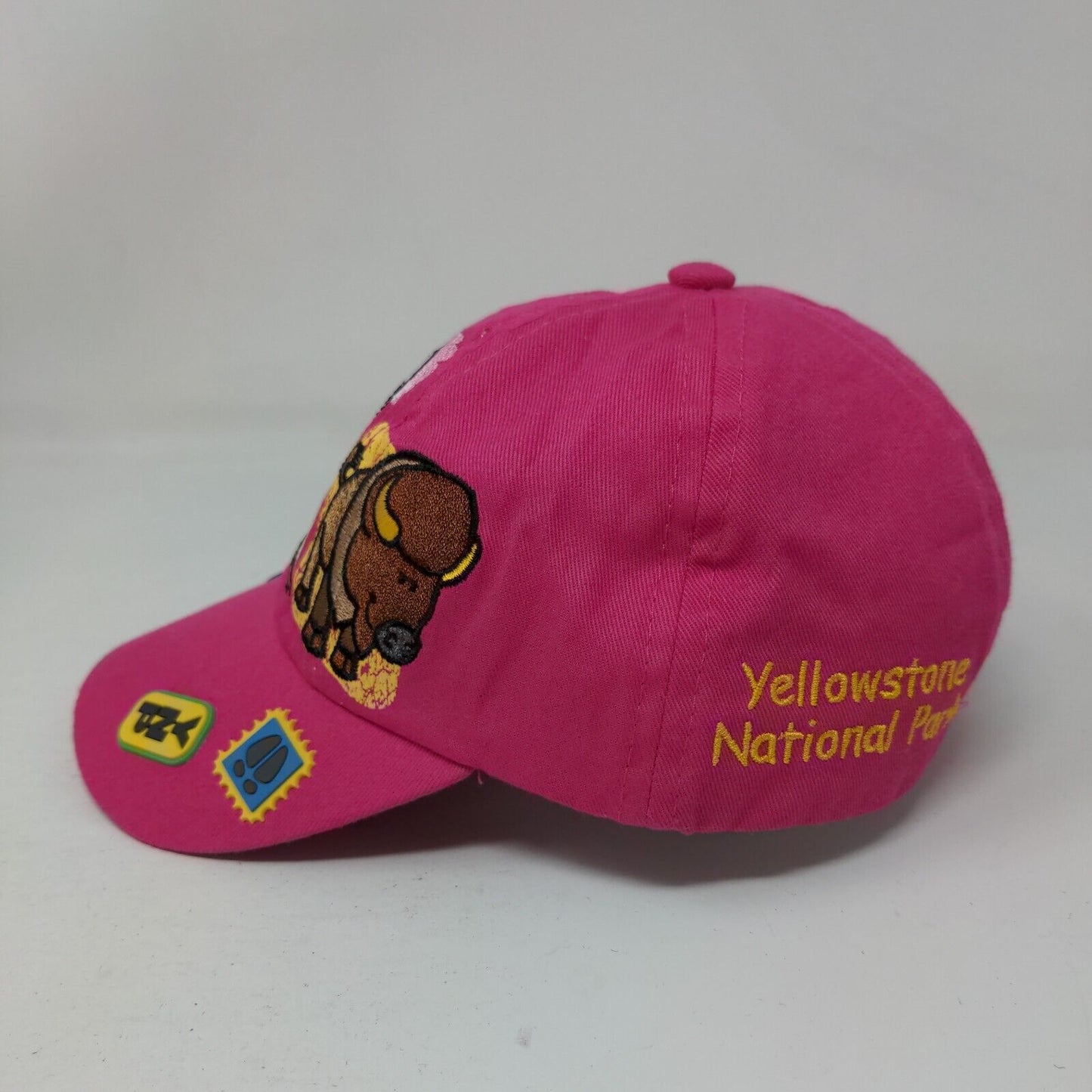 Yellowstone National Park Stretch Strapback Pink One Size Embroidered Animals