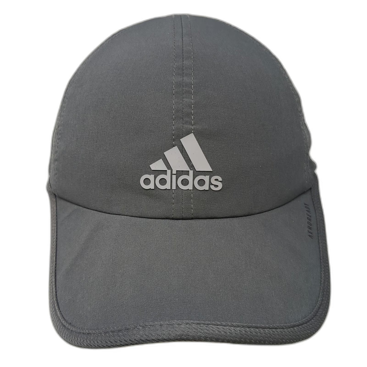 Adidas Baseball Cap Gray One Size Aeroready Performance Mesh Strapback Hat