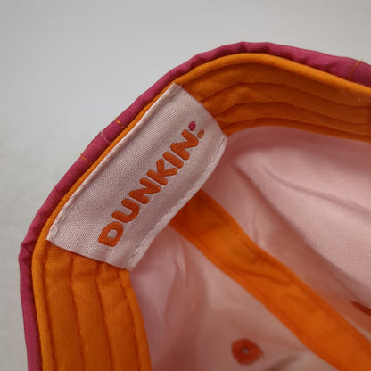 Dunkin' 5 Panel Orange Pink White Hat One Size Rope Checkerboard Snapback