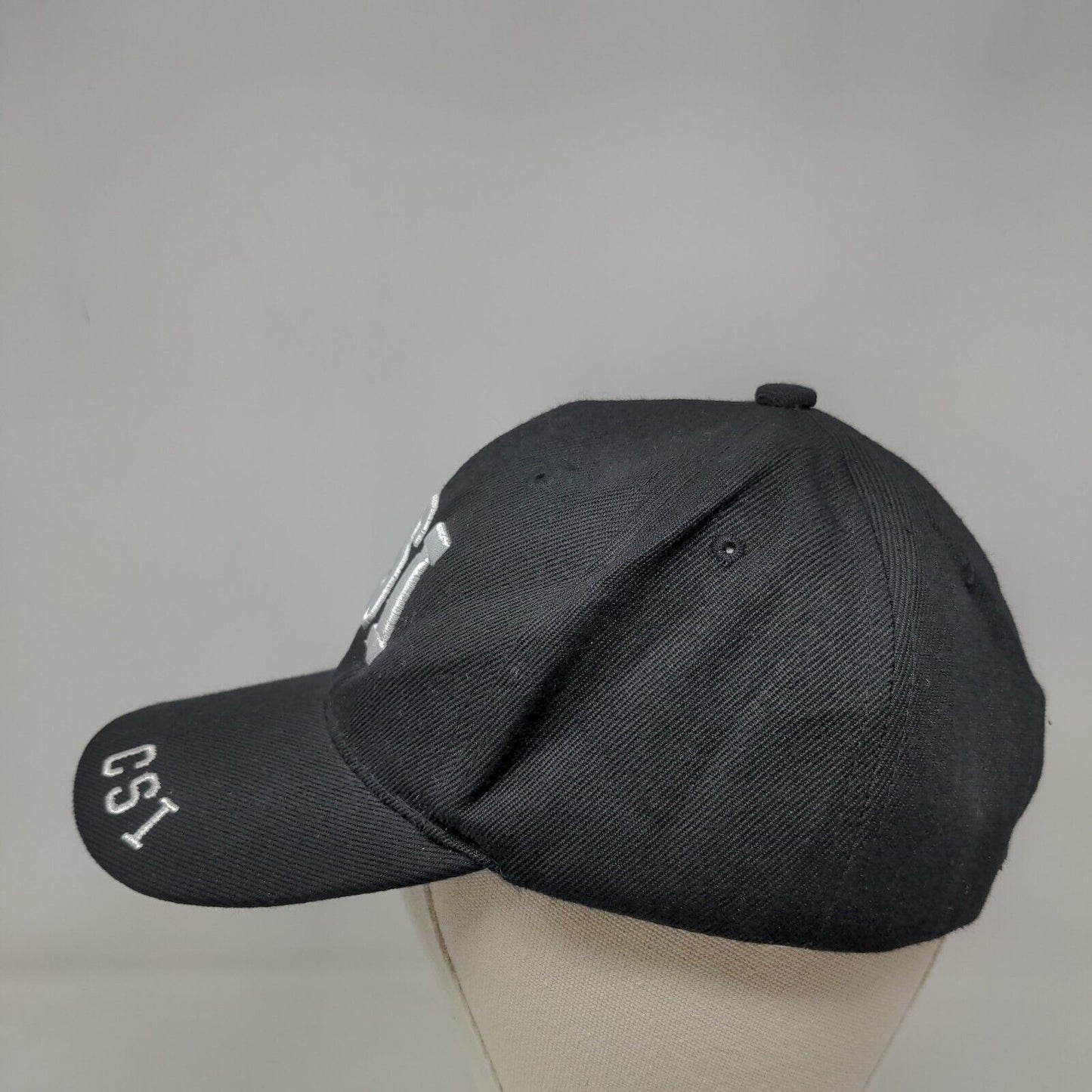 CSI Strapback Hat Black One Size Adjustable Embroidered 6 Panel Acrylic