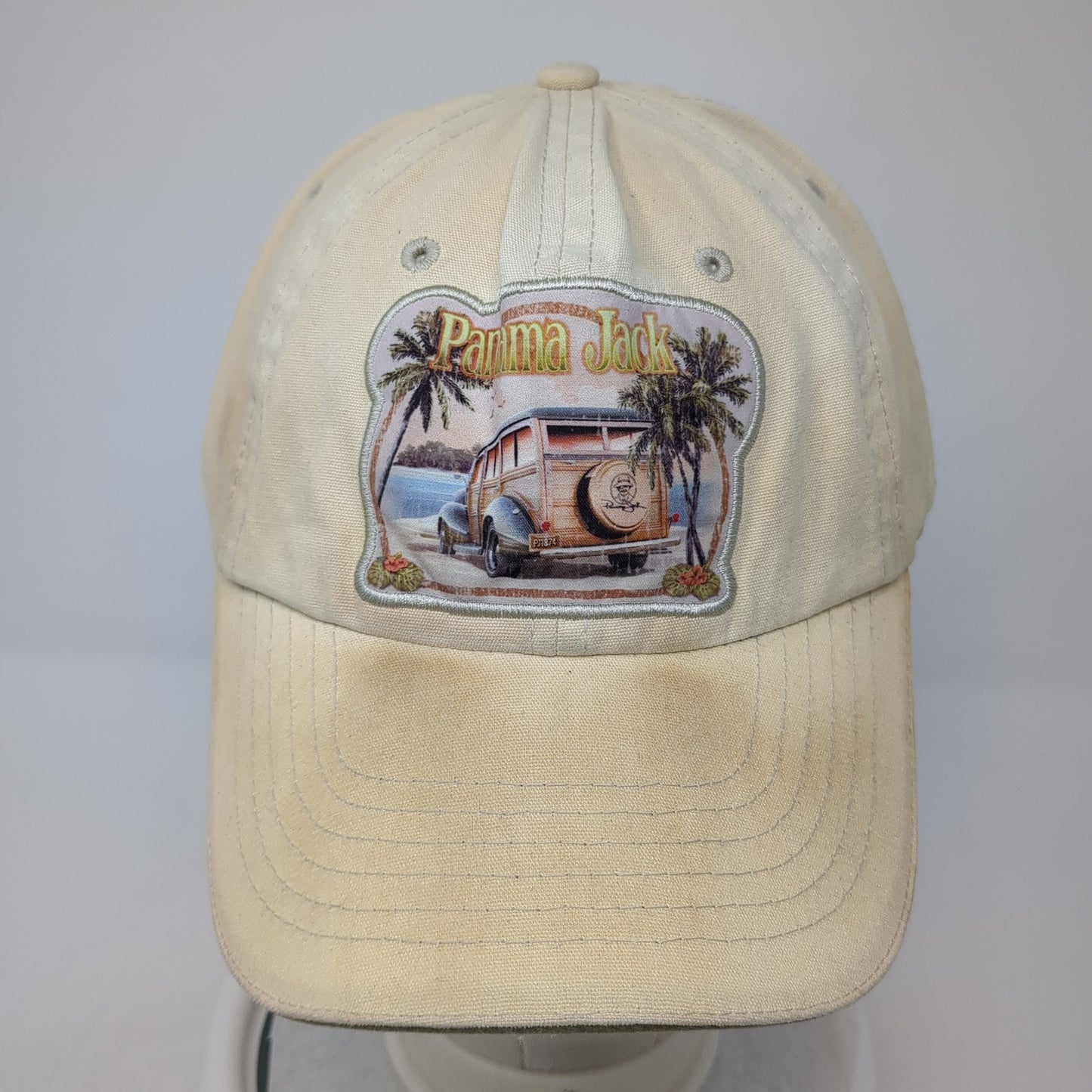 Panama Jack Baseball Cap Beige One Size Adjustable Embroidered 6 Panel Cotton