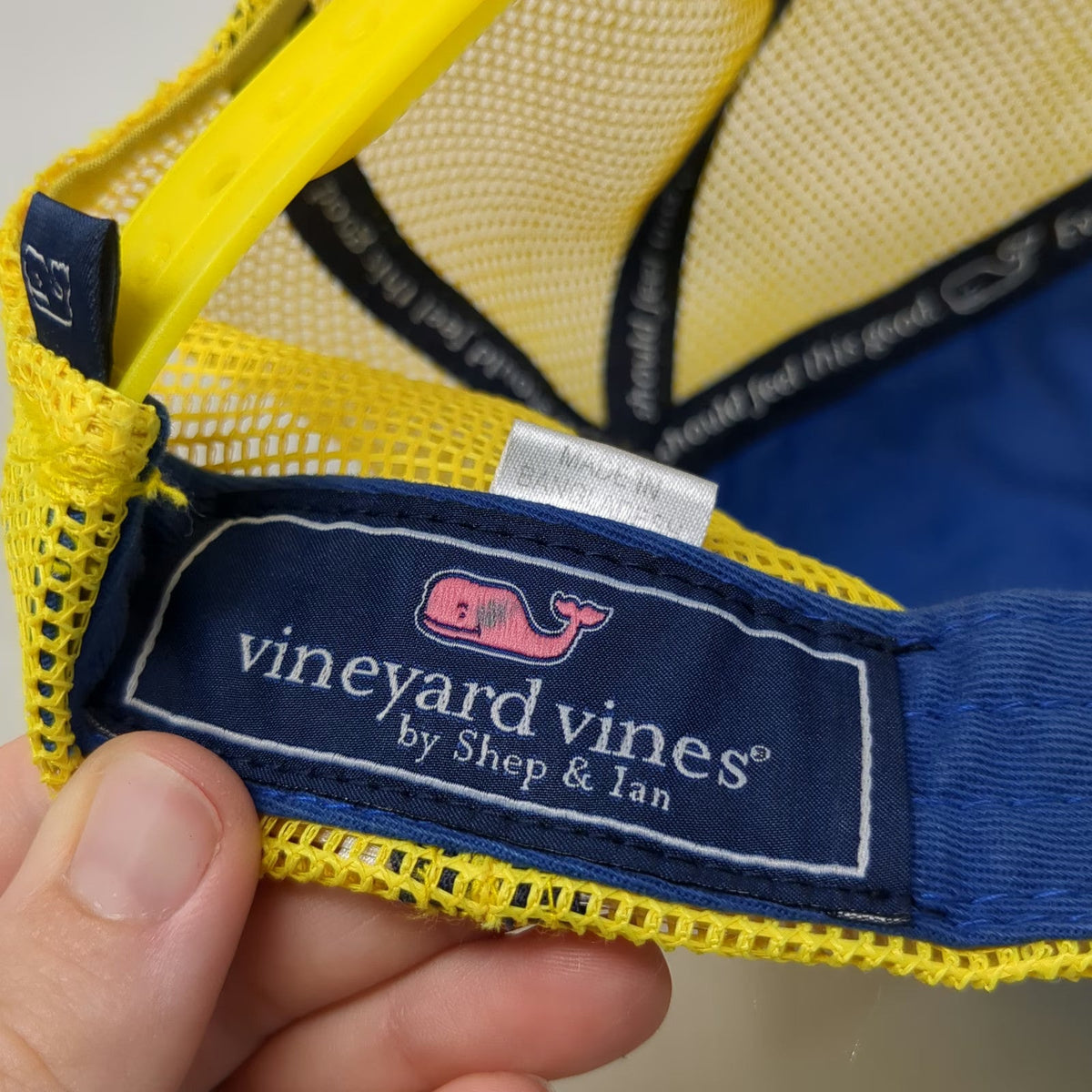 Vineyard Vines Blue Yellow One Size Trucker Hat Mesh Whale Embroidery Snapback