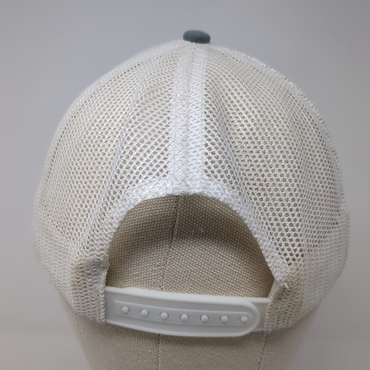 USA Flag Leather Patch Snapback Trucker Hat Gray One Size Mesh Back