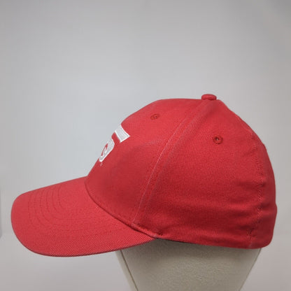 Snap-on Fitted Hat Red One Size Embroidered Logo 6 Panel K-Products
