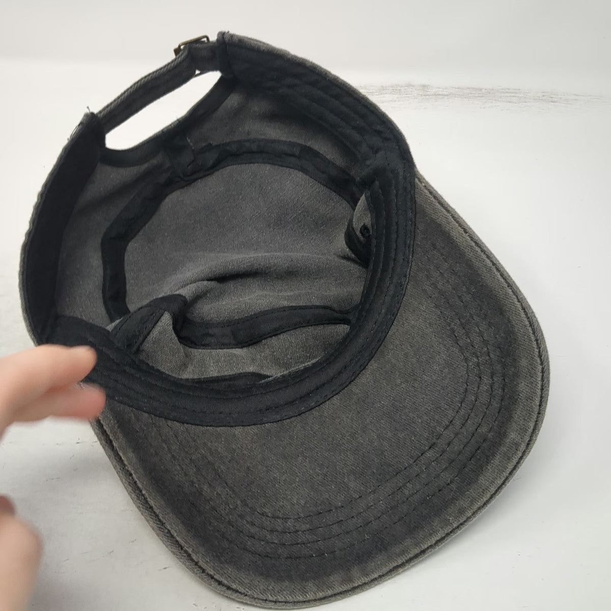 Army Cap Gray One Size Washed Cotton Slideback Buckle Sport Patch Cadet Hat