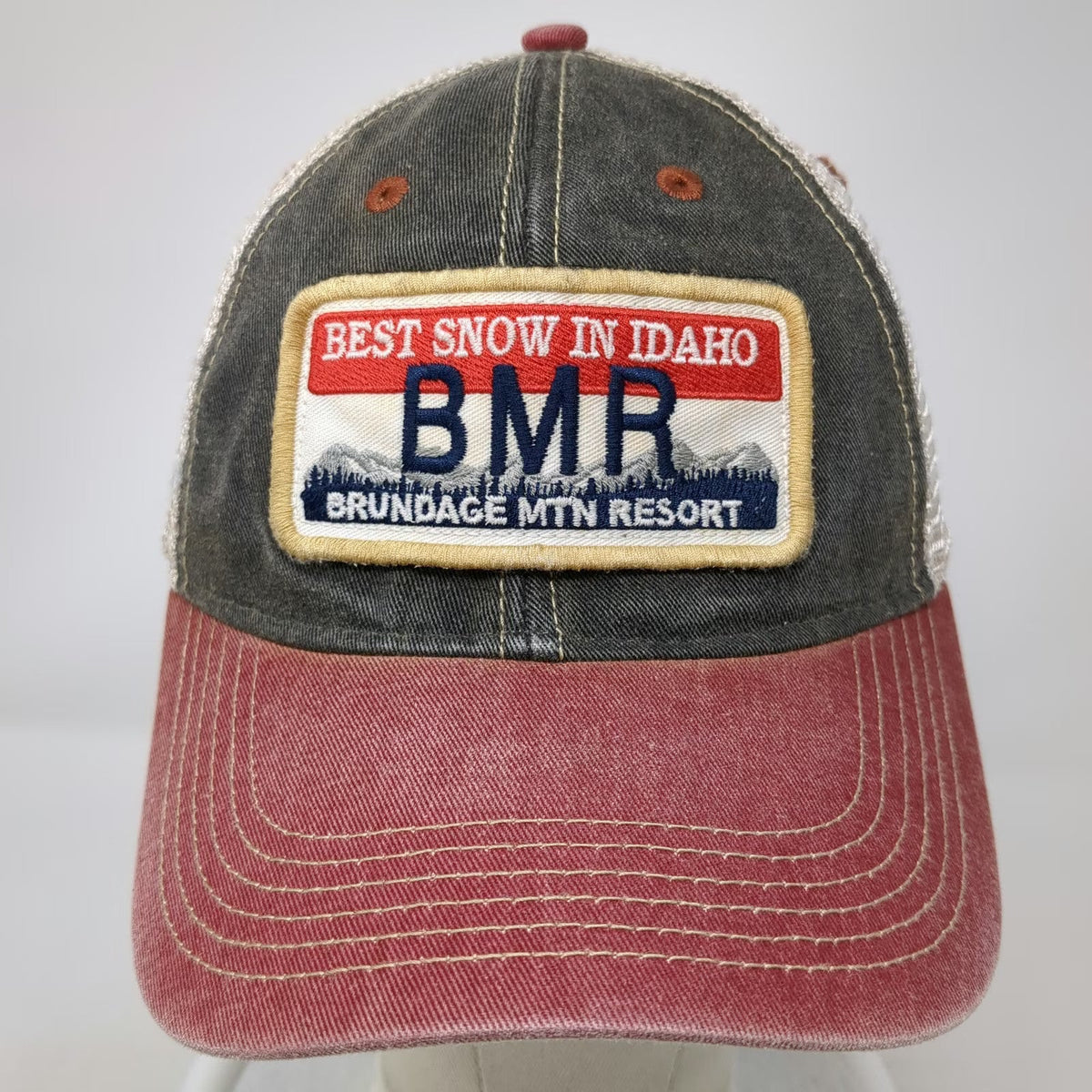 Legacy Brundage Mtn Resort BMR Idaho Trucker Hat Gray Red OSFM Mesh Snapback Ski